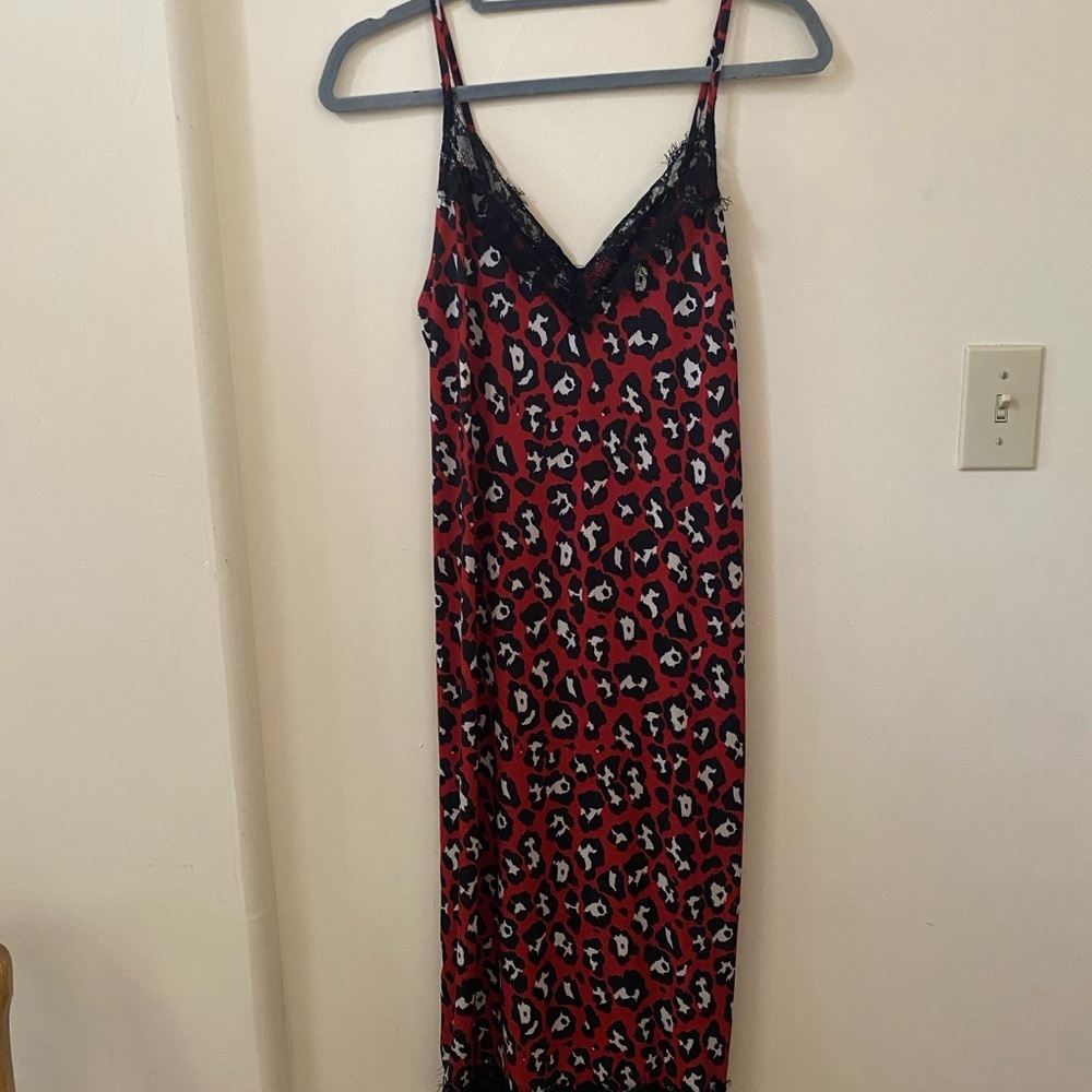 Zara Basic Leopard Cheetah Print Red And Black Ni… - image 2